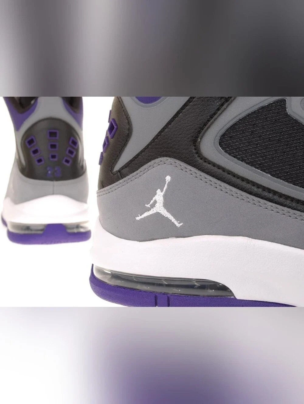 Jordan High-Top Sneakers in Gray, Black & Purple